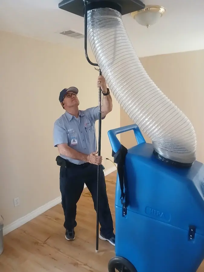 Mini Split Installation technician using HEPA equipment in North Olmsted